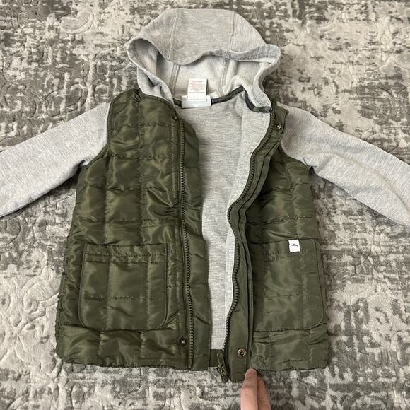 TOMMY BAHAMA KIDS BOY Toddler QUILTED Hooded Green Olive Cotton JACKET 3T - Picture 3 of 12